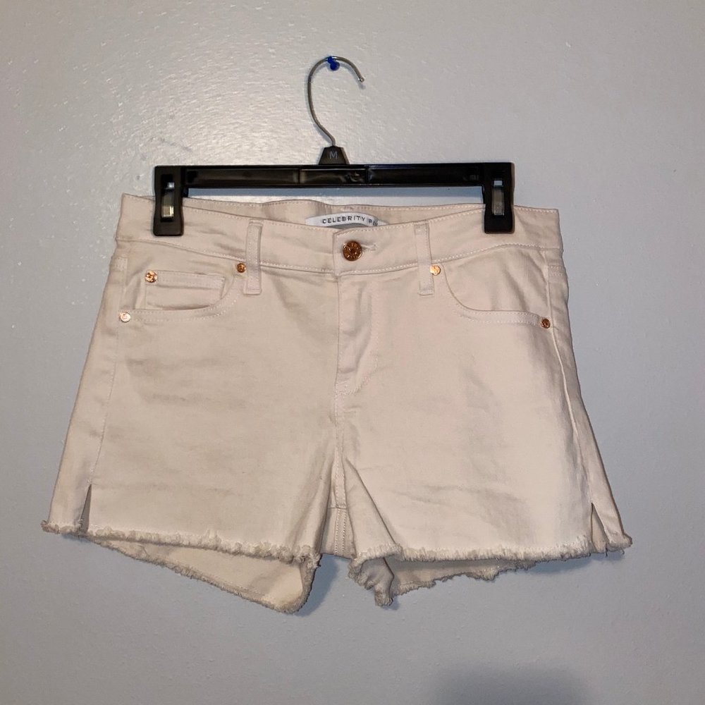 Celebrity Pink white/cream mid-rise denim shorts